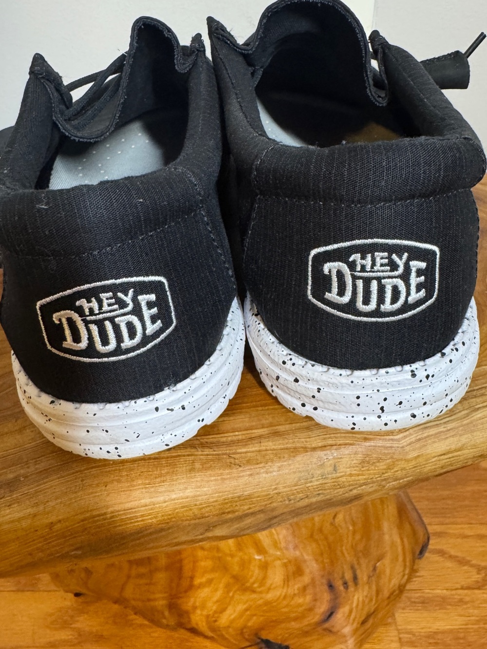 Hey Dude Wally Slub Slip-on Shoes in Black Canvas Speckled Sole Sz. 12 - Picture 6 of 10